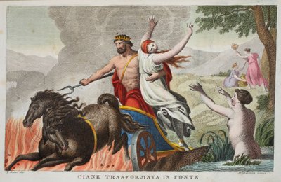 Ciane e il ratto di Proserpina o Ciane trasformata in fonte, Libro V, illustrazione dalle Metamorfosi di Ovidio, Firenze, 1832 da Luigi Ademollo