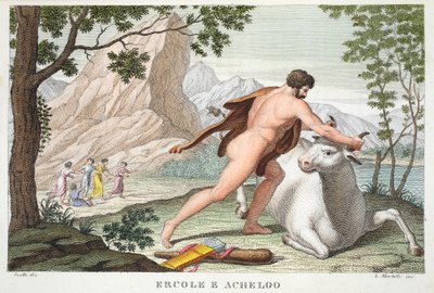 Ercole e Acheloo, Libro IX, illustrazione dalle Metamorfosi di Ovidio, Firenze da Luigi Ademollo