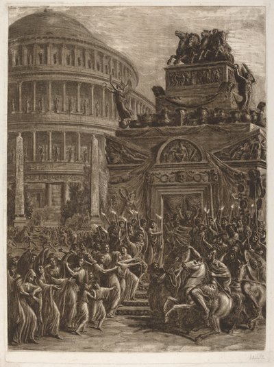 Il corpo di Adriano in stato accanto al suo mausoleo, fine XVIII-inizio XIX secolo da Luigi Ademollo
