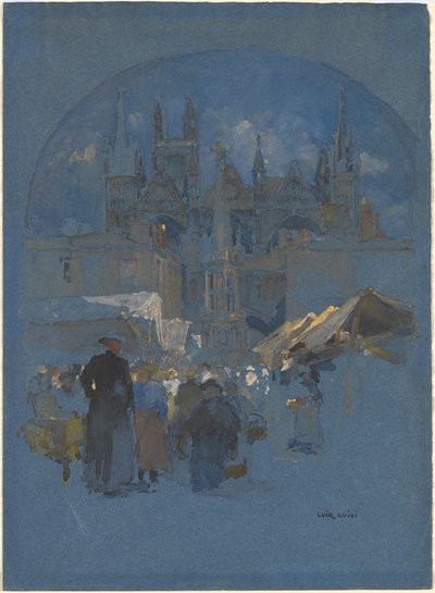 Piazza del Mercato davanti a una Cattedrale da Luigi Aloys François Joseph Loir