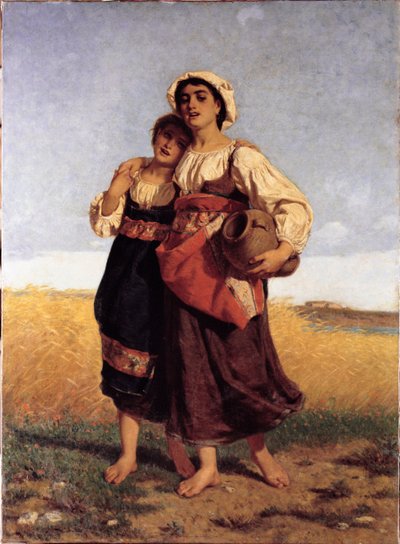 Giovani ragazze che lavorano nei campi da Luigi Bechi