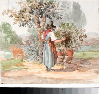 Una ragazza di campagna vicino a Firenze (Acquerello, ca. 1825) da Luigi Garibbo