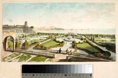 Il parco della villa del Principe Doria e Genova sullo sfondo da Luigi Garibbo