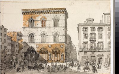 Veduta della chiesa di Orsanmichele a Firenze (Acquerello, ca. 1820) da Luigi Garibbo