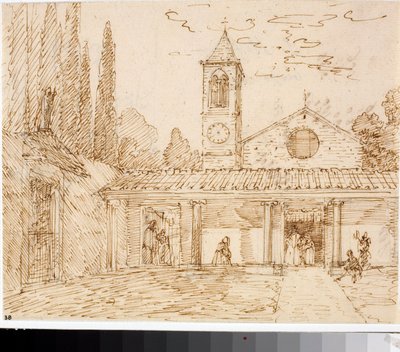 Veduta di una chiesa in stile rinascimentale (Disegno a inchiostro, ca. 1825) da Luigi Garibbo