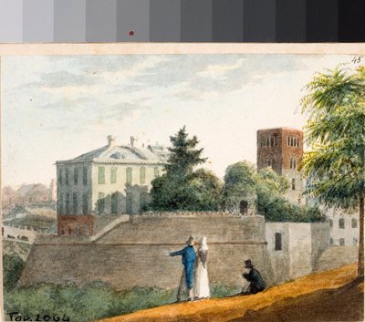Veduta dei bastioni e del campanile di Santo Stefano, Genova da Luigi Garibbo