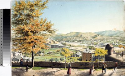 Veduta sulla città di Genova dalle mura di Santa Chiara (Acquerello) da Luigi Garibbo