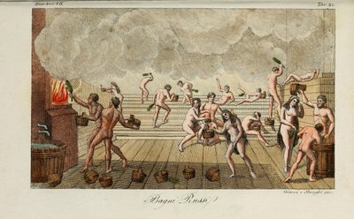 Bagno russo. Illustrazione da Il costume antico e moderno o storia del governo… di Giulio Ferrario, 1831 da Luigi Giarrè