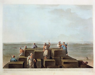 Egitto, Cima della prima piramide di Giza, incisione da "Vedute" di Luigi Mayer da Luigi Mayer