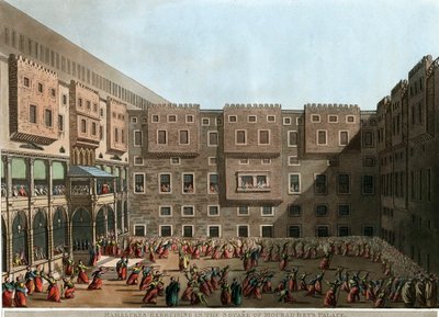 Mamelucchi che si allenano nella piazza del Palazzo di Murad Bey da Luigi Mayer