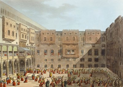 Esercitazione dei Mamelucchi davanti al palazzo di Mourad Bey al Cairo da Luigi Mayer
