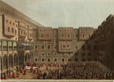 Mamelucchi che si esercitano nella piazza del palazzo di Murad Bey, 1802 da Luigi Mayer