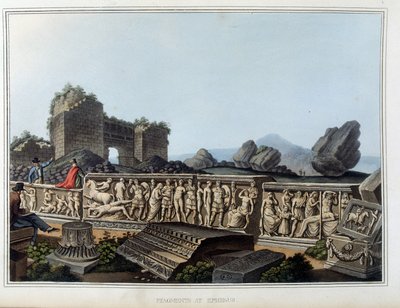 Rovine e fregio scolpito a Efeso, antica città della Grecia, oggi in Turchia. Da disegni originali di Luigi Mayer, Londra da Luigi Mayer