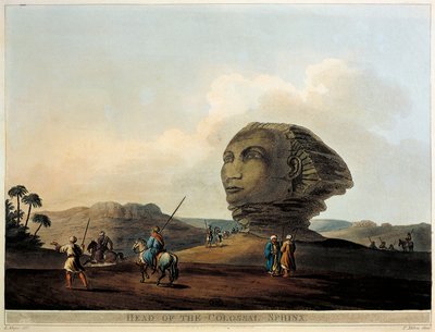 Testa della Sfinge in Egitto da Vedute in Egitto di Luigi Mayer, incisione da Luigi Mayer