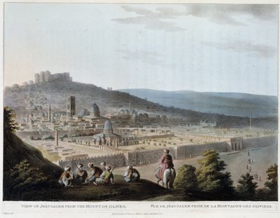 Vista di Gerusalemme presa dal Monte degli Ulivi - incisione da Luigi Mayer