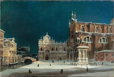 Veduta notturna di Campo dei Santi Giovanni e Paolo da Luigi Querena