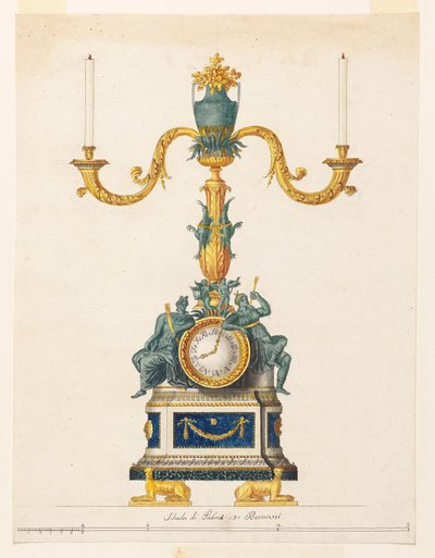 Progetto per un Candelabro con Orologio da Luigi Righetti