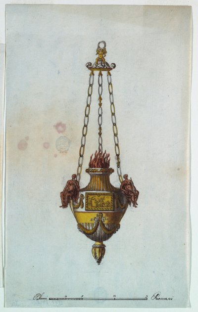 Disegno, Lampada da altare, 1800-1825 da Luigi Righetti