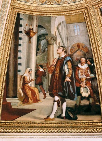 Galileo Galilei osserva il lampadario oscillare nella Cattedrale di Pisa 1582 da Luigi Sabatelli