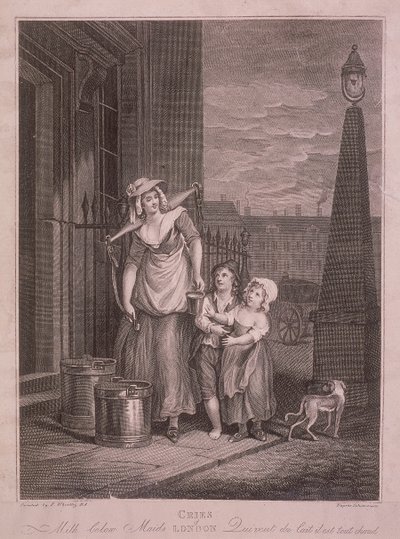 Latte sotto le cameriere, Grida di Londra, c1795 da Luigi Schiavonetti