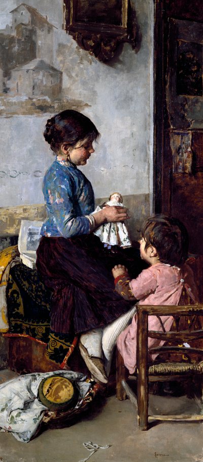 Giorni felici, dipinto di Luigi Serena (1855-1911), olio su tela da Luigi Serena