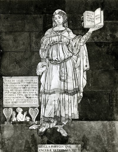 Dettaglio del pavimento raffigurante la Sibilla Frigia da Luigi di Rugieri