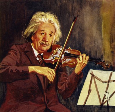 Albert Einstein che suona il violino (litografia a colori) da Luis Arcas Brauner
