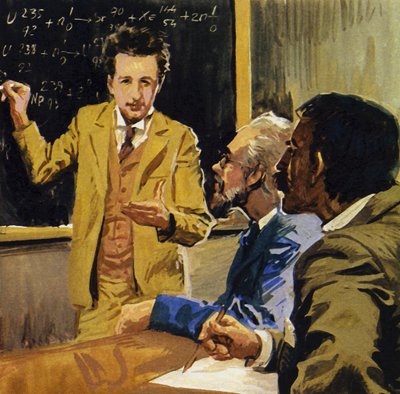 Albert Einstein si è laureato in matematica e fisica (litografia a colori) da Luis Arcas Brauner