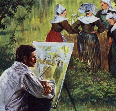 Cezanne lo ispira a dipingere paesaggi bretoni colorati (litografia a colori) da Luis Arcas Brauner