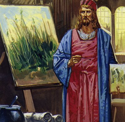 Durer si reca a Venezia e vi trascorre gran parte del suo tempo dipingendo (litografia a colori). da Luis Arcas Brauner
