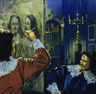 Re Carlo I invita Van Dyck in Inghilterra per dipingere il suo ritratto (litografia a colori) da Luis Arcas Brauner