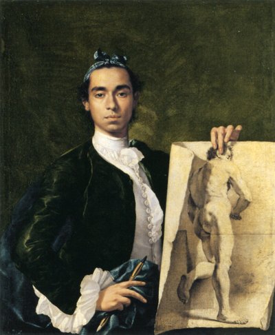 Autoritratto con uno studio accademico da Luis Egidio Melendez