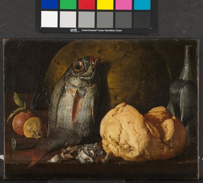 Natura morta con pesce, pane e bollitore, c.1772 da Luis Menendez or Melendez