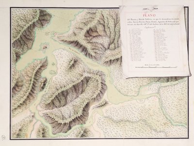 Carta del fiume Valdivia e dintorni, Cile da Luis de Surville