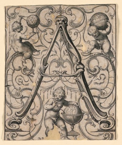 Pannello con la lettera "A" dal "Newes ABC Büechlein" da Lukas Kilian