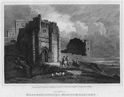 Ingresso al Castello di Warkworth, Northumberland (incisione) da Luke (after) Clennell