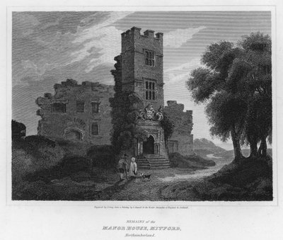 Rovine della casa padronale, Mitford, Northumberland da Luke (after) Clennell