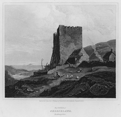 La Torre di Goldieland, Roxburgshire (incisione) da Luke (after) Clennell