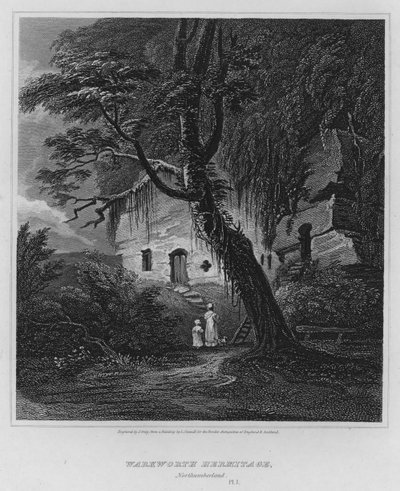 Eremo di Warkworth, Northumberland (incisione) da Luke (after) Clennell