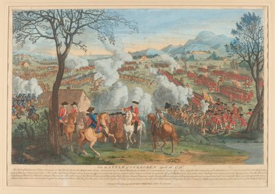La battaglia di Culloden 16 aprile 1746 (incisione a linee, colorata) da Luke Sullivan