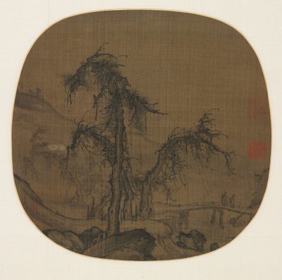 Escursionisti su un ruscello tortuoso, prima del 1330 da Luo Zhichuan