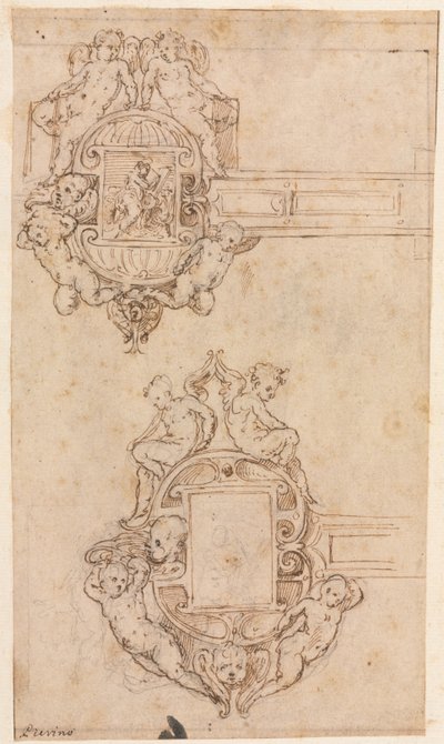 Progetto per Cerniere Decorative recto, metà 1500 da Luzio Romano