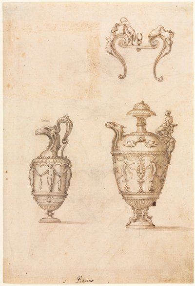 Progetto per due vasi e un ornamento (recto) da Luzio Romano