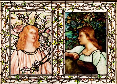 Primavera e autunno, prodotto da Tiffany Glass & Manufacturing Co., c.1892 da Lydia Field Emmett