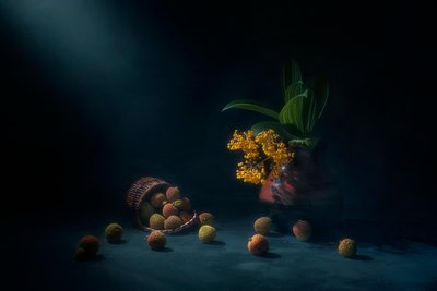 Drammatica natura morta con litchi da Lydia Jacobs