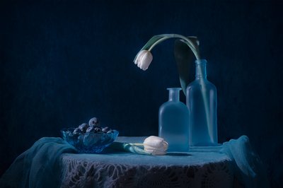 Elegante natura morta blu da Lydia Jacobs