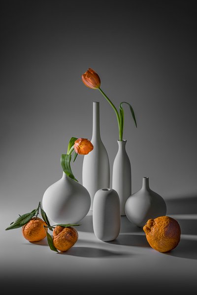 Tulipani arancioni e mandarini da Lydia Jacobs