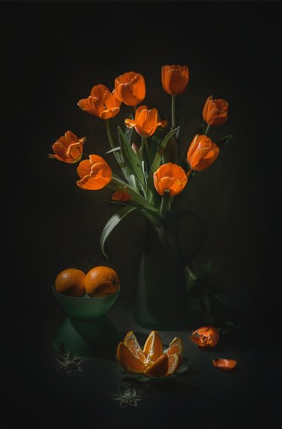 Natura morta con tulipani arancioni da Lydia Jacobs
