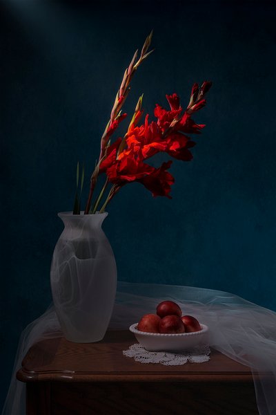 Natura morta con gladiolo rosso da Lydia Jacobs