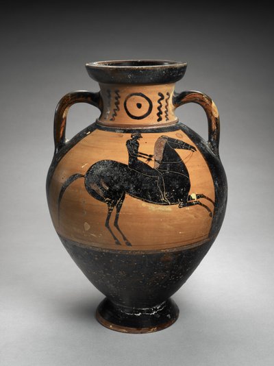 Anfora a collo a figure nere con due cavalieri, 560-540 a.C. da Lydos (manner of)